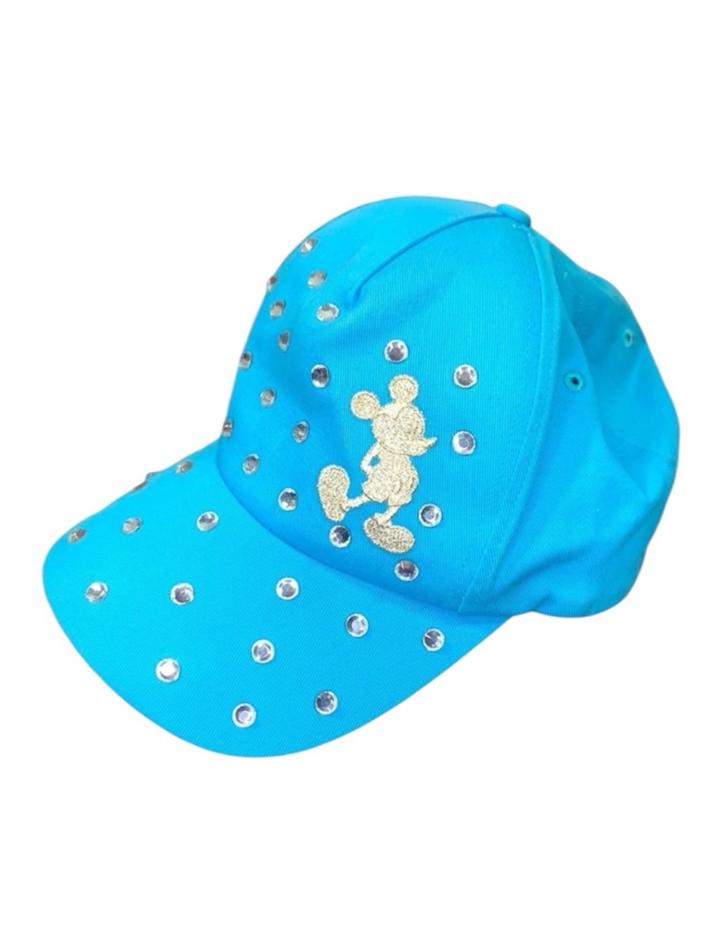 Disney Parks Mickey Mouse Light Blue Rhinestone Baseball Hat Youth Adjustable